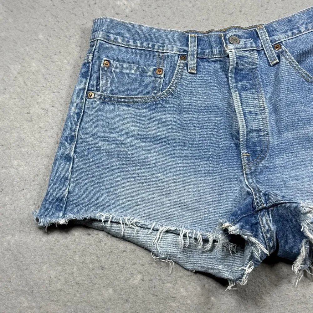 Levi's 150 Anniversary Jean Shorts Women’s 30 Blue 501 Original Fit Patched